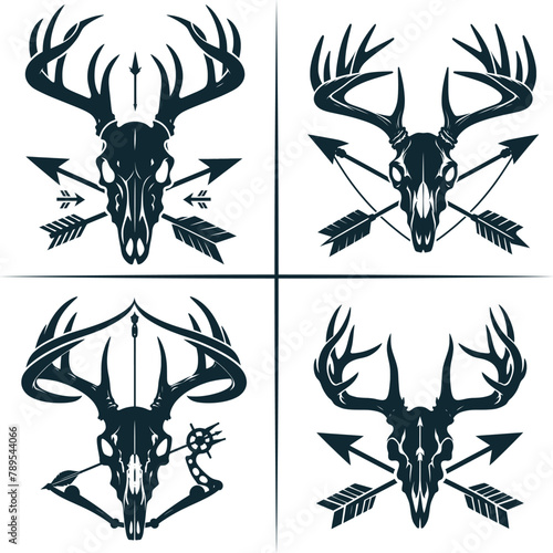 Deer Bow Hunting , Deer Skull Vector, Deer Head Vector , Bow Hunter T-Shirt Decal Gift ,  Silhouette Vector , Archery , Hunting Dad , Deer Hunting