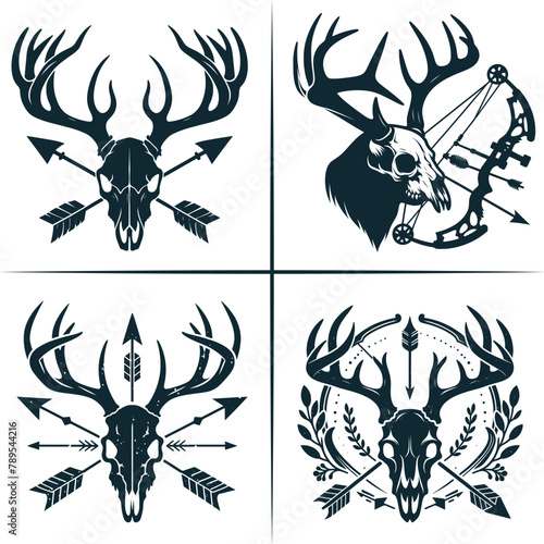 Deer Bow Hunting , Deer Skull Vector, Deer Head Vector , Bow Hunter T-Shirt Decal Gift ,  Silhouette Vector , Archery , Hunting Dad , Deer Hunting