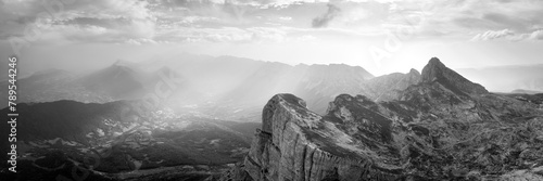 Vercors Massif mountain range French Prealps Black and white photo