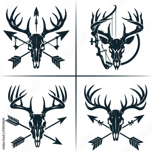 Deer Bow Hunting , Deer Skull Vector, Deer Head Vector , Bow Hunter T-Shirt Decal Gift ,  Silhouette Vector , Archery , Hunting Dad , Deer Hunting