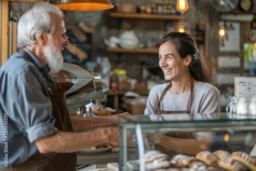 Cliente soddisfatto interagisce positivamente con il titolare, esprimendo gratitudine