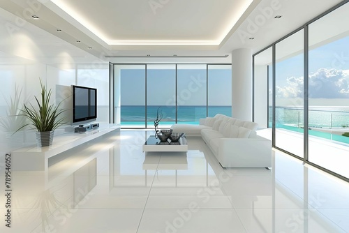 luxurious coastal living modern miami apartment with panoramic ocean views elegant interior design 3d render © Lucija