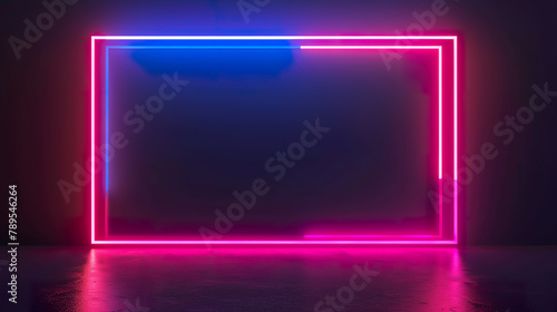 glowing neon rectangular frame on dark background, illustration
