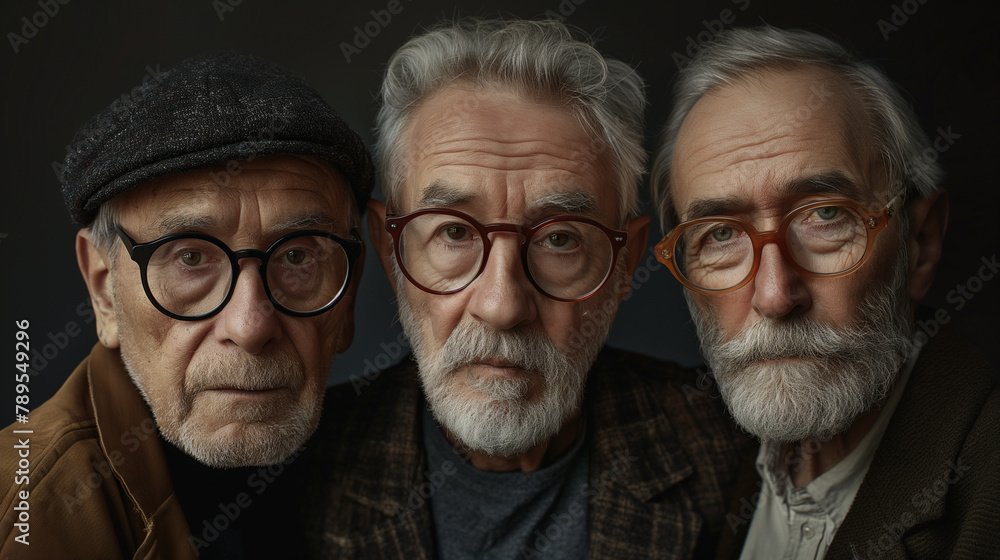 Three Men Wearing Glasses: Casual Attire, Group of Friends, Indoor Setting, Smiling Faces, Stylish Frames - cinematic Three Men Wearing Glasses: Casual Attire, Group of Friends, Indoor Setting, Smiling Faces, Stylish Frames - cinematic