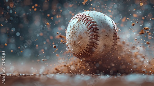 Baseball a ball with a splash of dust