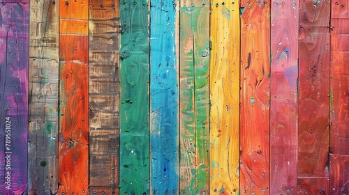 old rustic abstract painted wooden wall table floor texture - wood background panorama banner long, rainbow painting colors