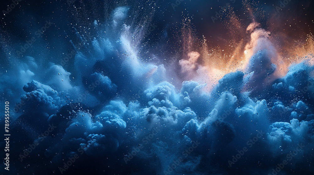 blue sky color powder explosion on black background blue sky color powder explosion on black background