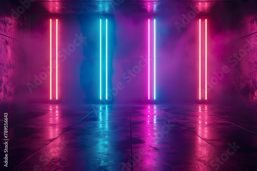 Wallpaper Mural Mockup wall neon with empty space or copy space, light Torontodigital.ca