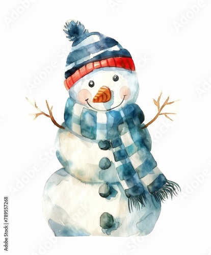 Christmas snowman art illustration