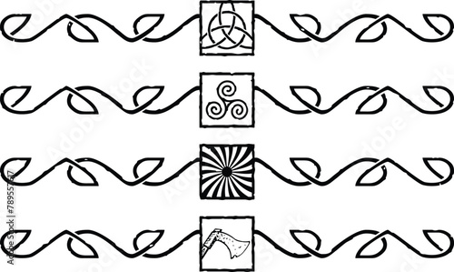 Square Celtic Headers - Triquetra, Triskele, Spiral, Axe