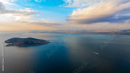 İstanbul Burgazada Sunset Drone View photo