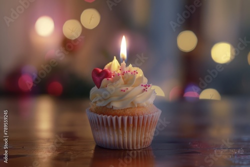 A single gourmet cupcake on table