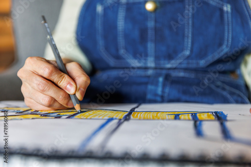 Close up of hand drawing on paper photo