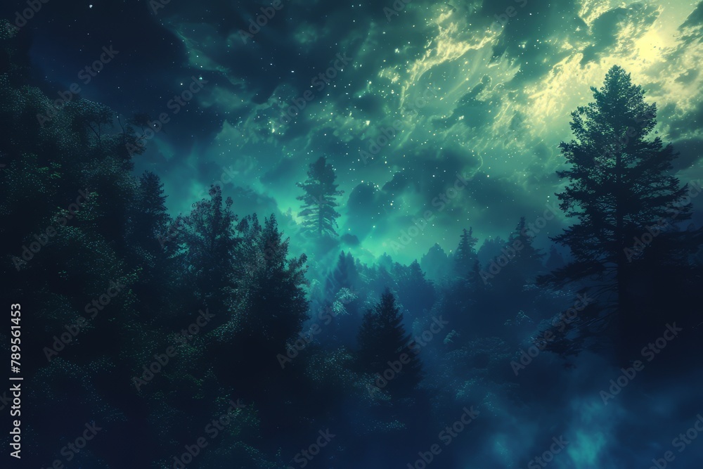 Fototapeta premium Pixelated pathway paradise. Techno trails through serene settings