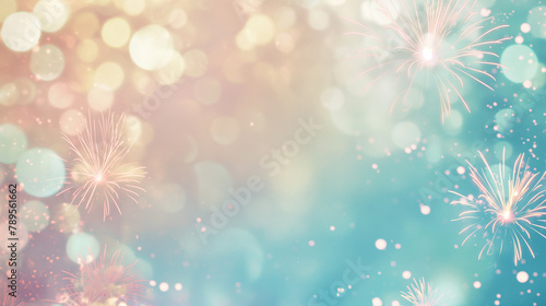 Festive firework display with pastel colors