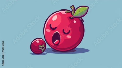 Adorable cranberry mascot sporting a sleepy yawn featuring an irresistibly cute design perfect for t shirts stickers or logo embellishments