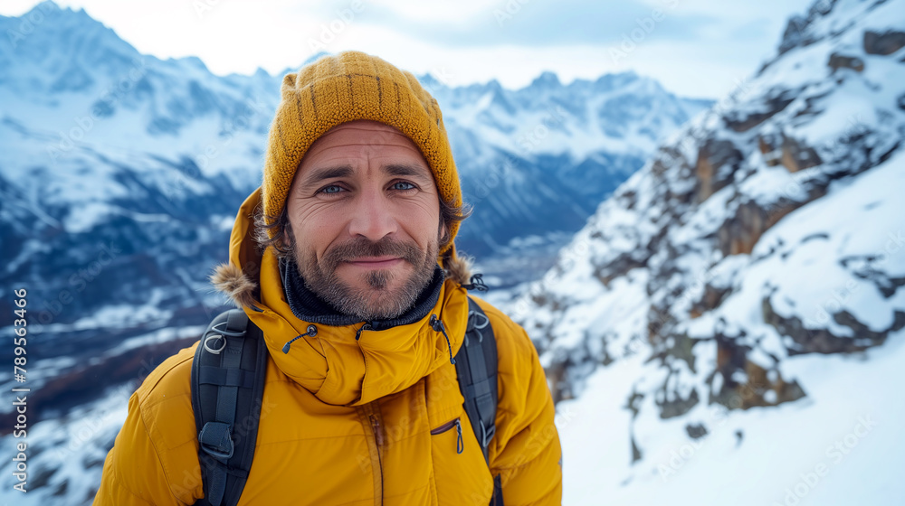 Portrait of a man climbing the mountains. Portrait of a man climbing the mountains.