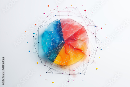 Connected data overtop of a watercolor colorwheel photo