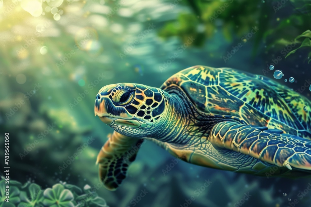 Swimming Turtle in Ocean Swimming Turtle in Ocean