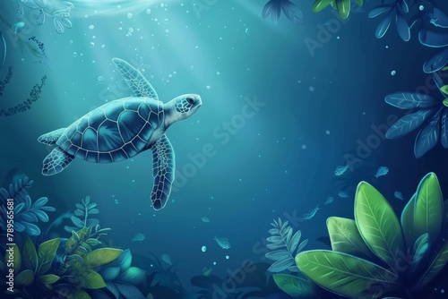 Majestic Turtle Swimming in Ocean © Rene Grycner