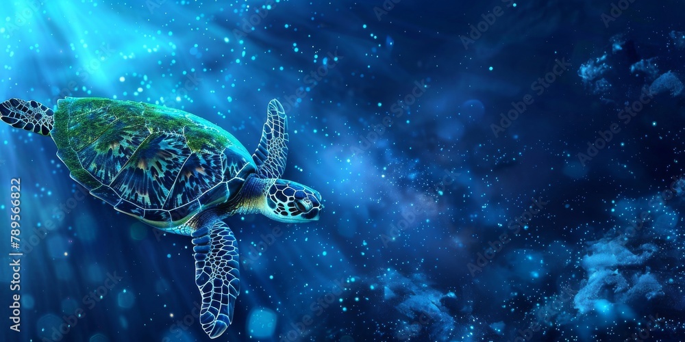 Obraz premium Swimming Turtle in the Ocean