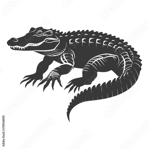 Silhouette alligator animal black color only full body © NikahGeh