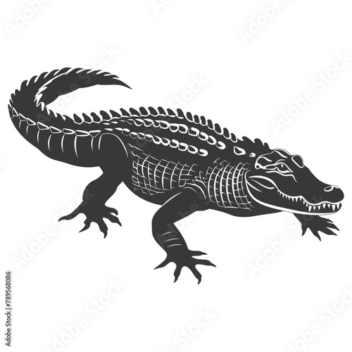 Silhouette alligator animal black color only full body