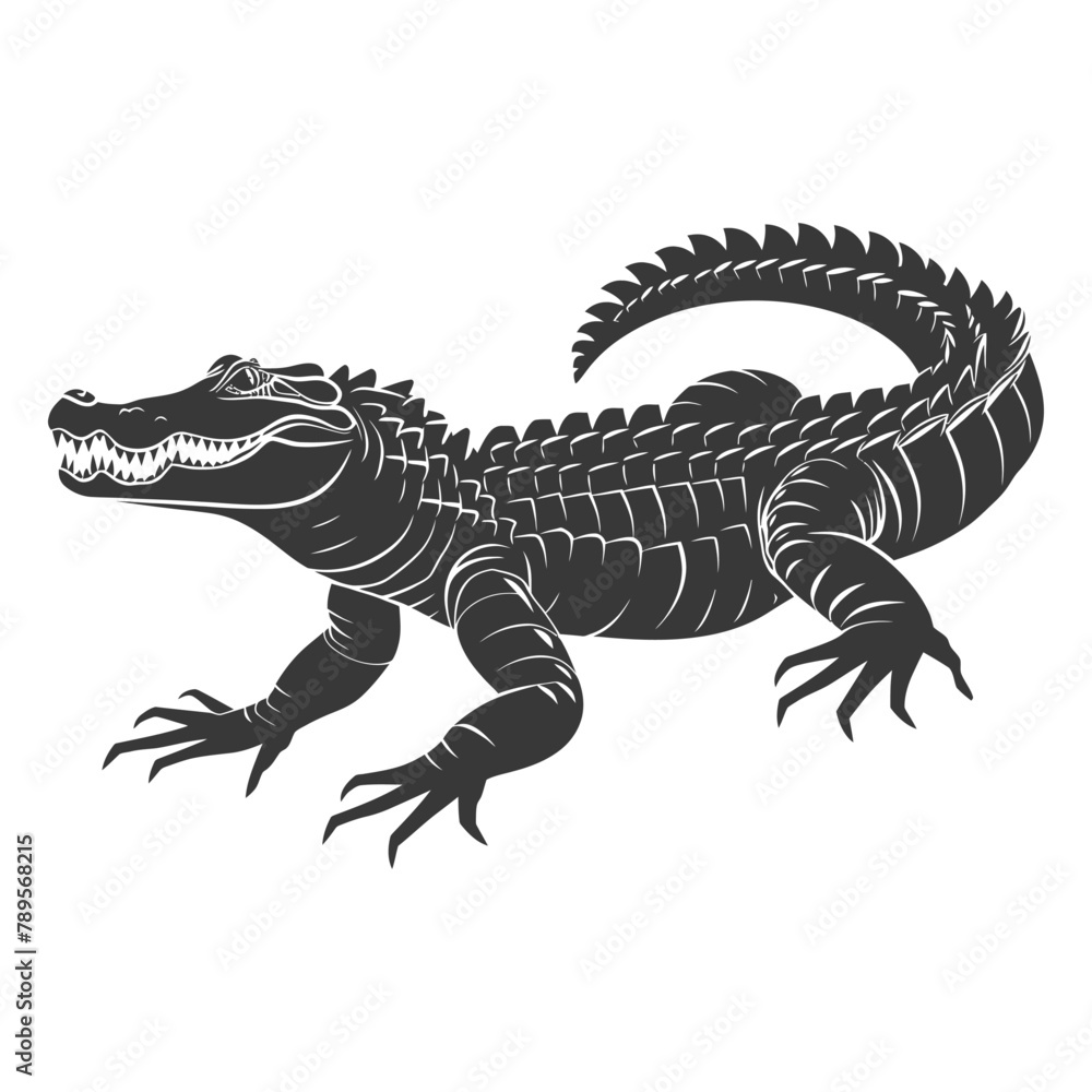 Obraz premium Silhouette alligator animal black color only full body