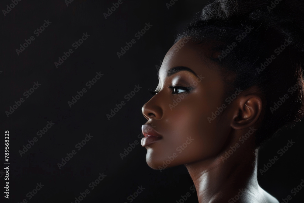 Beautiful afro woman isolated on the black background. Beautiful afro woman isolated on the black background.