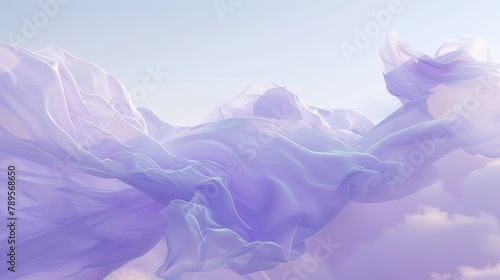 a mesmerizing sight of lilac fabric floating like gentle clouds photo