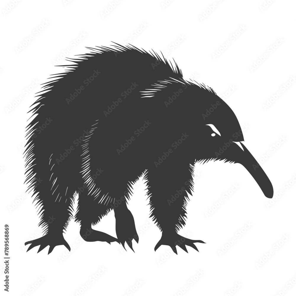 Silhouette Anteater animal black color only full body