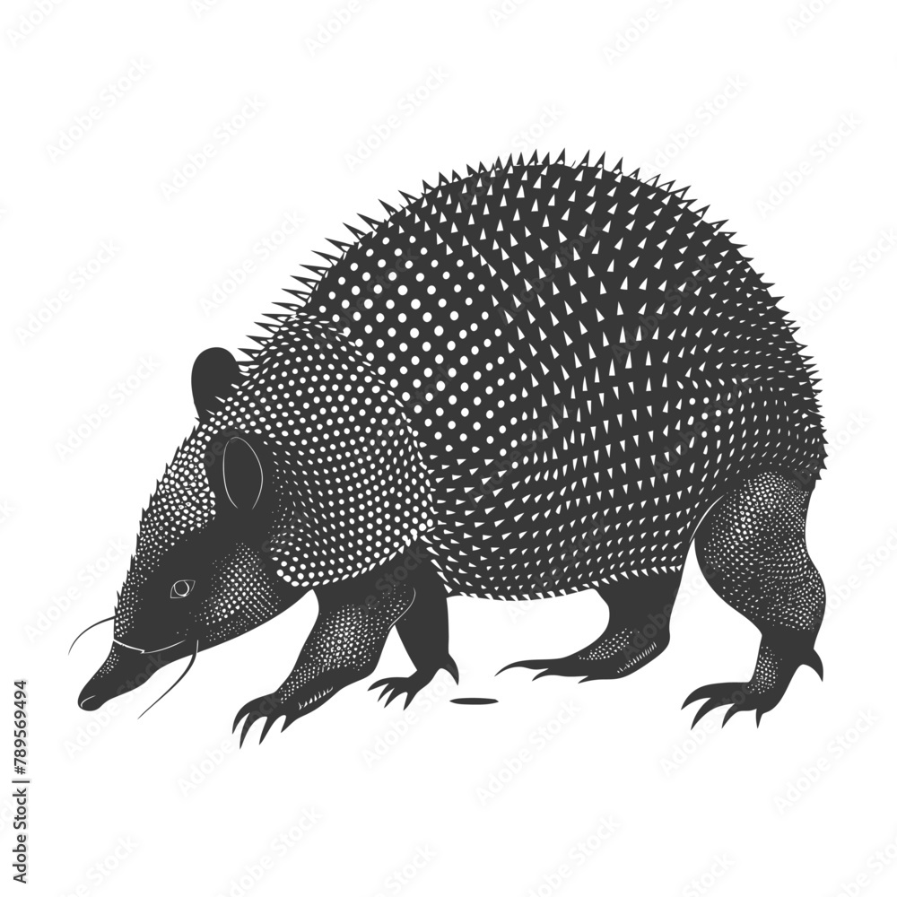Silhouette armadillo animal black color only full body Silhouette armadillo animal black color only full body