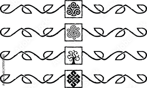 Square Celtic Headers - Triquetra, Triskele, Tree, Knot