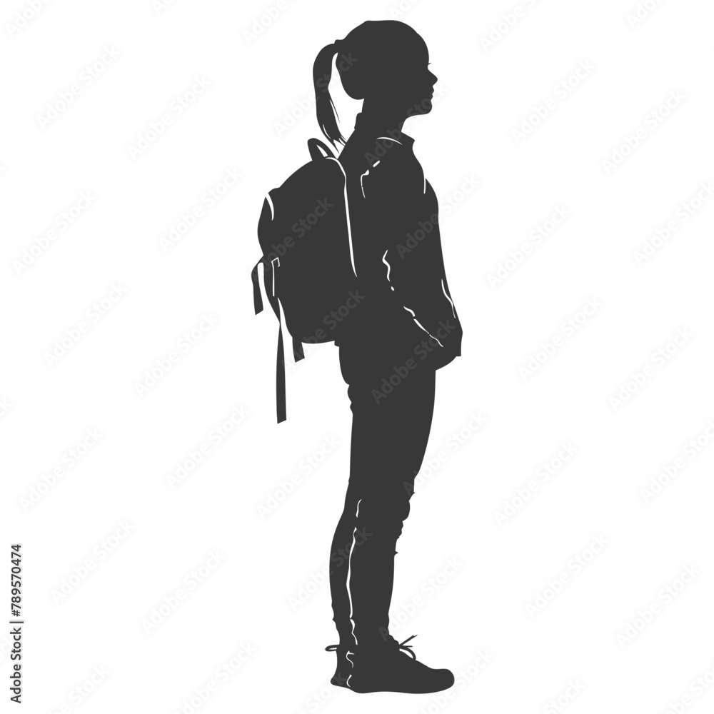 Silhouette back to school girl student black color only Silhouette back to school girl student black color only