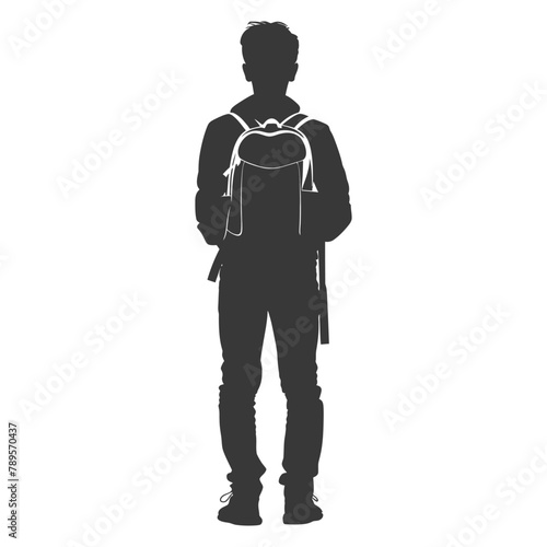 Silhouette back to school boy student black color only