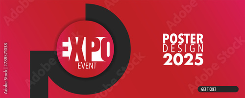 Abstract colorful expo poster design template with wavy lines for business promotions, technology and events. Vector
