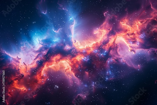 Red and blue contrast in cosmic nebula © gearstd