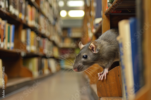 A rat spotted within a library setting