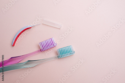 Dentist and orthodontist concept. Toothbrush on a colored background dental hygiene