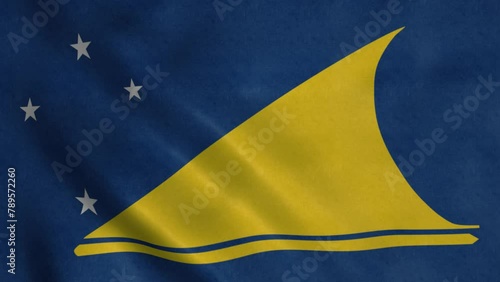 Tokelau flag video waving in wind. Realistic flag background photo