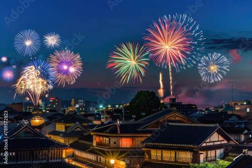 Spectacular fireworks display during Tanabata