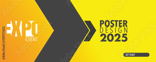 Abstract colorful expo poster design template with wavy lines for business promotions, technology and events. Vector
