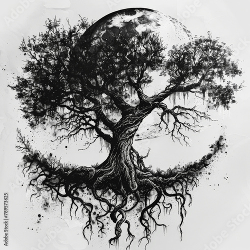 Wallpaper Mural tree, silhouette, vector, nature, illustration, grunge, black, art, leaf, branch, forest, design, landscape, plant, floral, pattern, trees, ink, oak, frame, pine, palm, paint, drawing, sky Torontodigital.ca