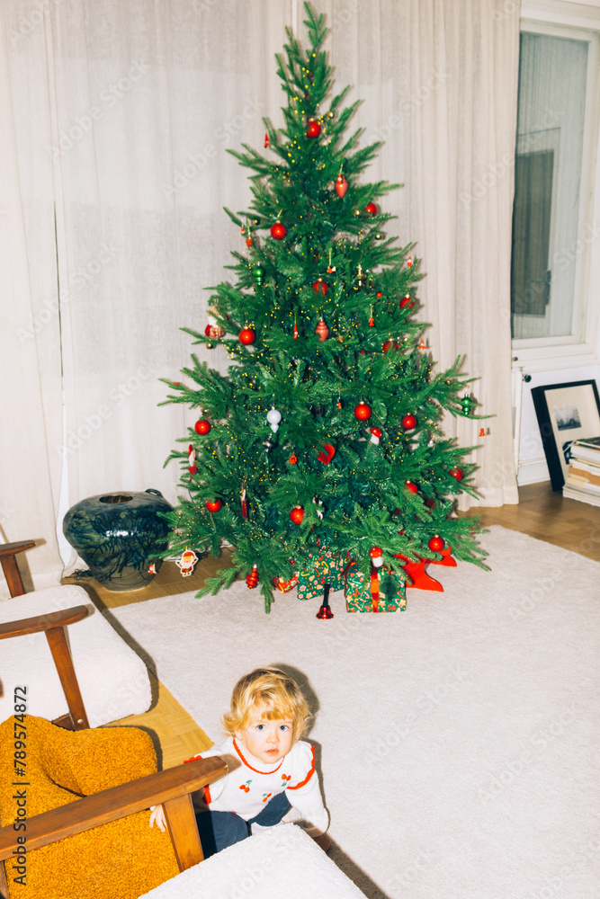 Kid at Christmas time.