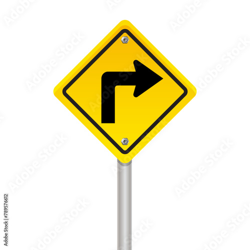 Turn Right Traffic Road Sign vector illustration on white background Free Download Turn Right Traffic Road Sign vector illustration on white background - GFXLoad