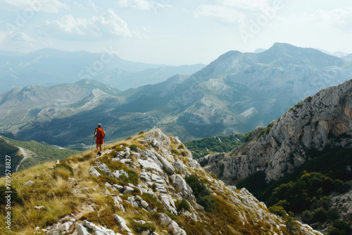 A person hiking in the mountains © Veniamin Kraskov
