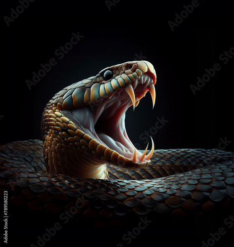 Cobra snake head isolated on black background