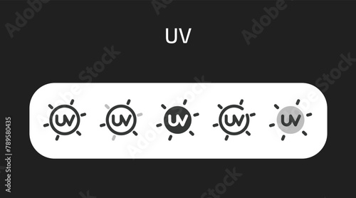Uv Index icons in 5 different styles as vector