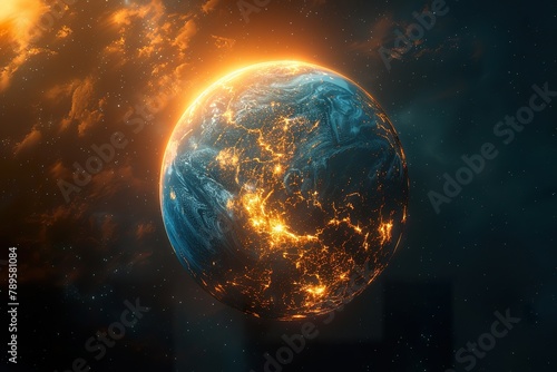 Planet Earth with molten surface 