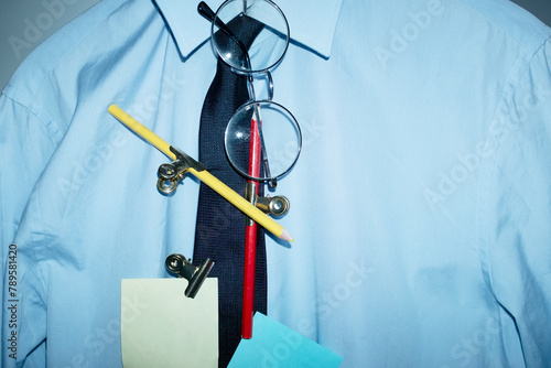 Formal office fashion style shirt and tie and colourful office supply  photo